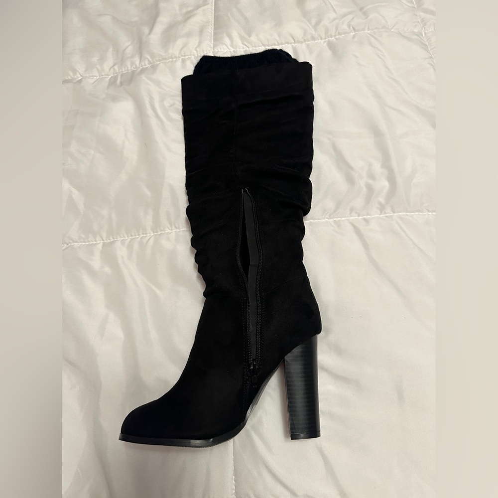 VENUS Black Suede-Look High Heel Knee Boots BRAND NEW Size 8.5